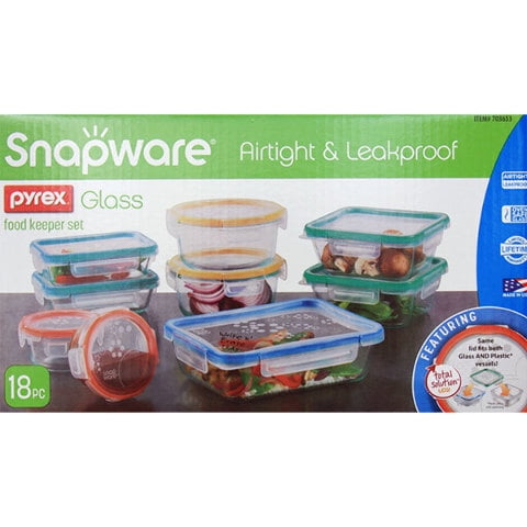 Pyrex Snapware 18-piece Glass Storage Set Freezer & Microwave Safe Made in USA 