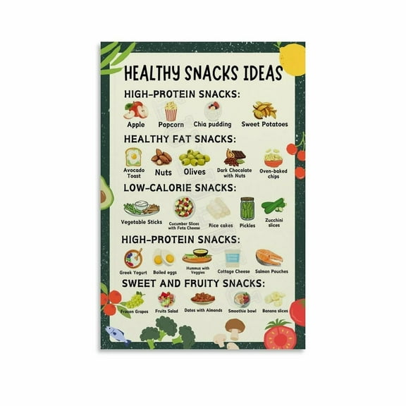 List of Healthy Snacks Low Carb Food List Poster Canvas Painting Posters And Prints Wall Art for Living Room Bedroom Decor