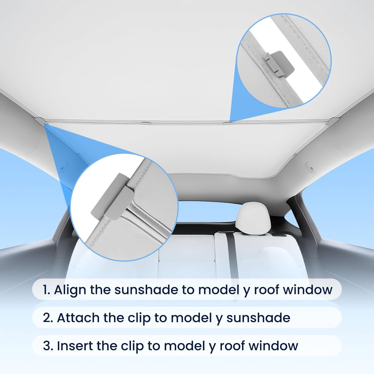 Innotech SC for Tesla Model Y Juniper Sunshade Roof 2025–2026 (Grey) — Foldable Heat Insulation Roof Sunshade, UV Reflective Skylight Shield Compatible with Tesla Model Y Accessories 2025 2026