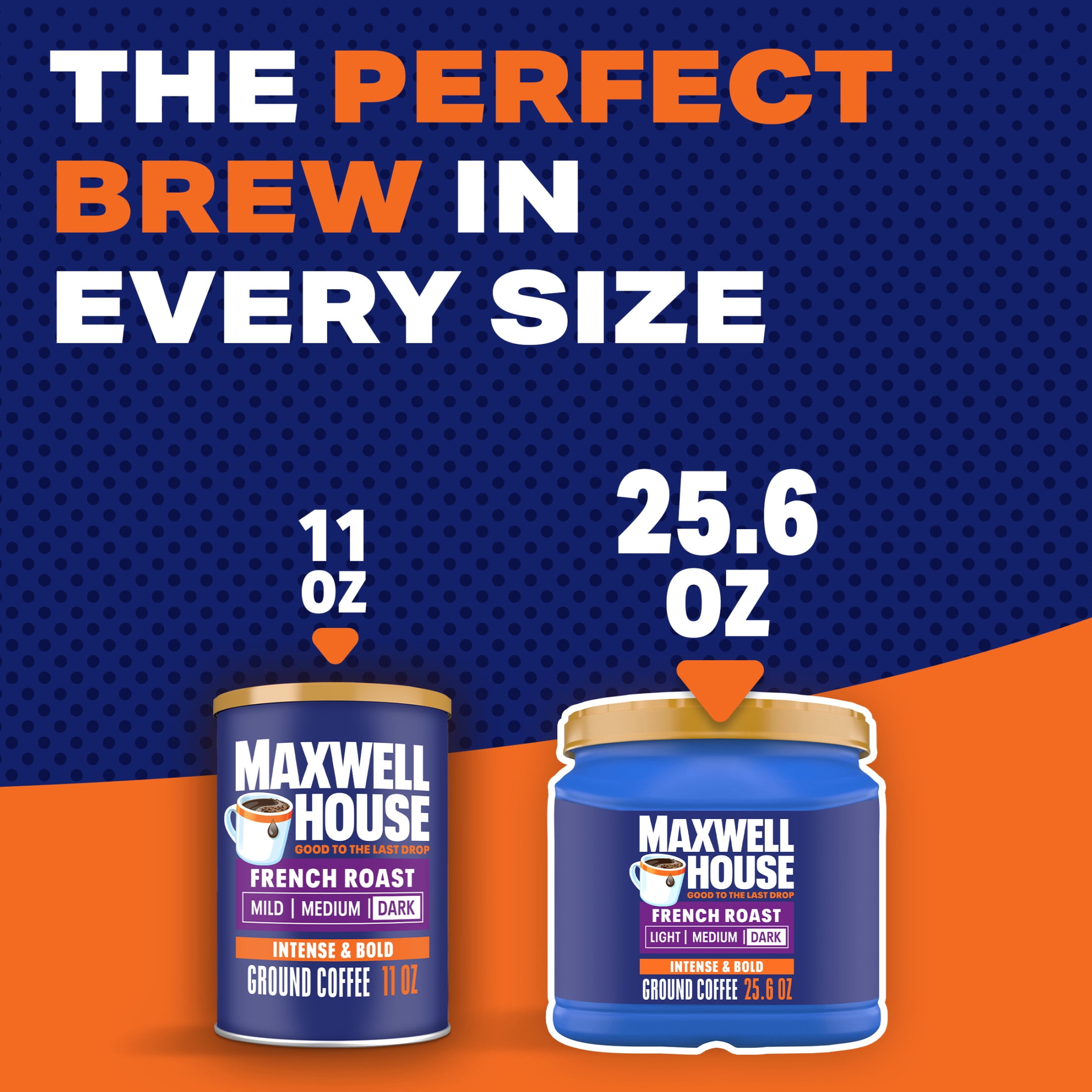(6 pack) Maxwell House French Roast Dark Roast Ground Coffee, 25.6 oz Canister