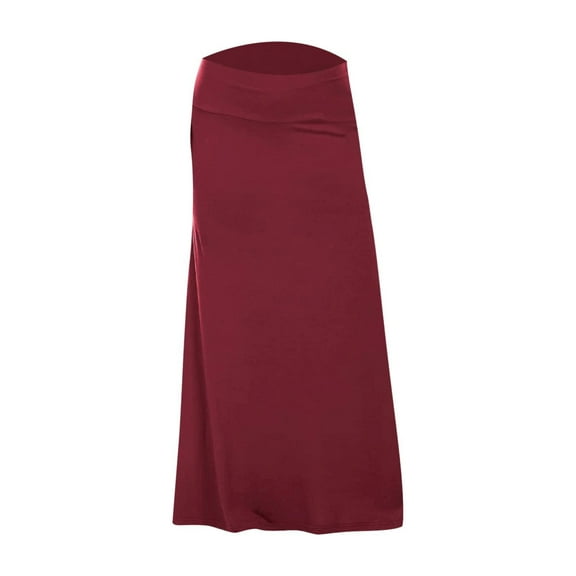 VUPSGEZ Basic Casual Elastic Waist Solid Flared Midi Skirt Ladies Solid Color Low Waist Elastic Waist Casual Package Hip A Line Long Skirt Women'S Cotton Eyelet Midi Skirt(Red,XL)