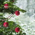 thumbnail image 4 of Yhmxh 4 Pcs Velvet Christmas Balls Set 3.14 inches Glitter Christmas Tree Ornaments Decoration Flocked Christmas Ball Xmas Balls Ornaments Xmas Tree Hanging for Indoor Outdoor Holiday Party Decor, 4 of 6