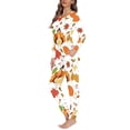 thumbnail image 2 of Suhoaziia Pajama Pants Sleep Set Durable Long Sleeve Top & Pants Comfortable Crew Neck Clothes Home Life Daily Wear Thanksgiving Turkey Print Graphic Sleepwear Fit Size M Women, 2 of 5