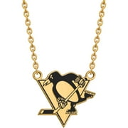 LogoArt Sterling Silver 14 Karat Gold-plated NHL Pittsburgh Penguins Large Enameled Pendant with Necklace