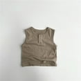thumbnail image 2 of Ruyang Toddler Boys Tank Top with Buttons Sleeveless Summer Sport Casual Undershirts Solid Cute V Neck Loose Fit Soft Tees, 2 of 9