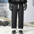thumbnail image 4 of Mens Pants Under $10 Men's Packable Winter Snow Pants Warm Down Puffer Thickened Fleece Lined Quilted Waterproof Ski Trousers, 4 of 6