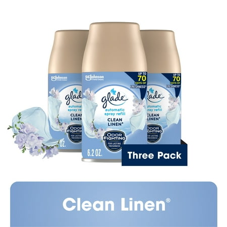 Glade Automatic Spray Refill, Air Freshener, Clean Linen, 3 Refills, 3 x 6.2 oz