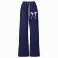 thumbnail image 4 of TOWED22 Girl's Baggy Sweatpants Letter Patched Wide Leg Pants Elastic Waist Long Trousers Joggers Trendy(Navy,9-10 Y), 4 of 4