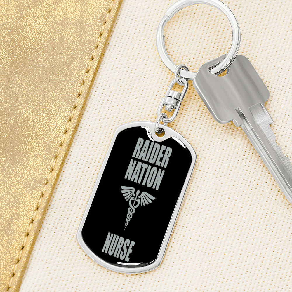 Raider Nurse Swivel Keychain Dog Tag Stainless Steel or 18k Gold