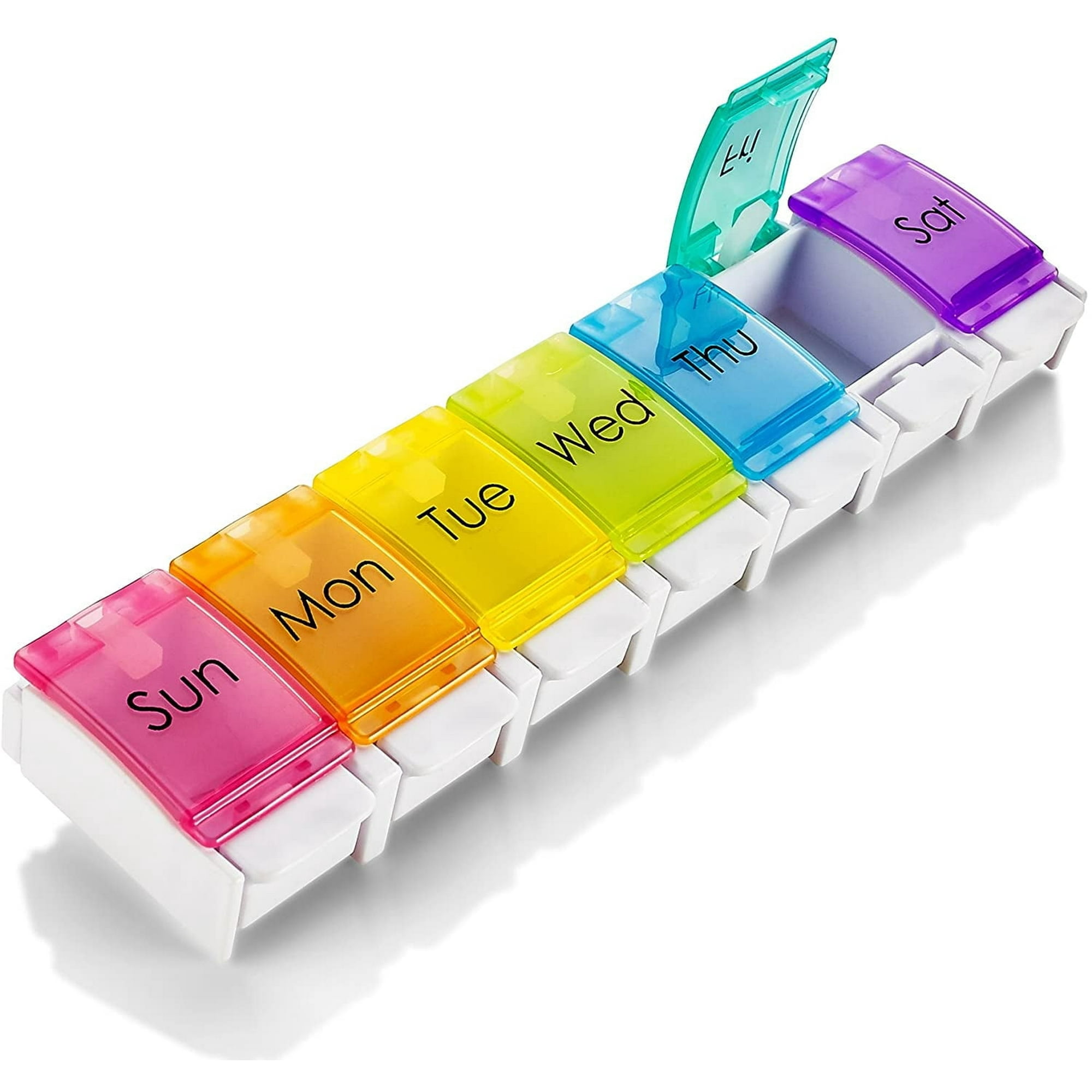 MEDca 7-Day Pill Organizer with Snap Lids, Weekly Medication Holder