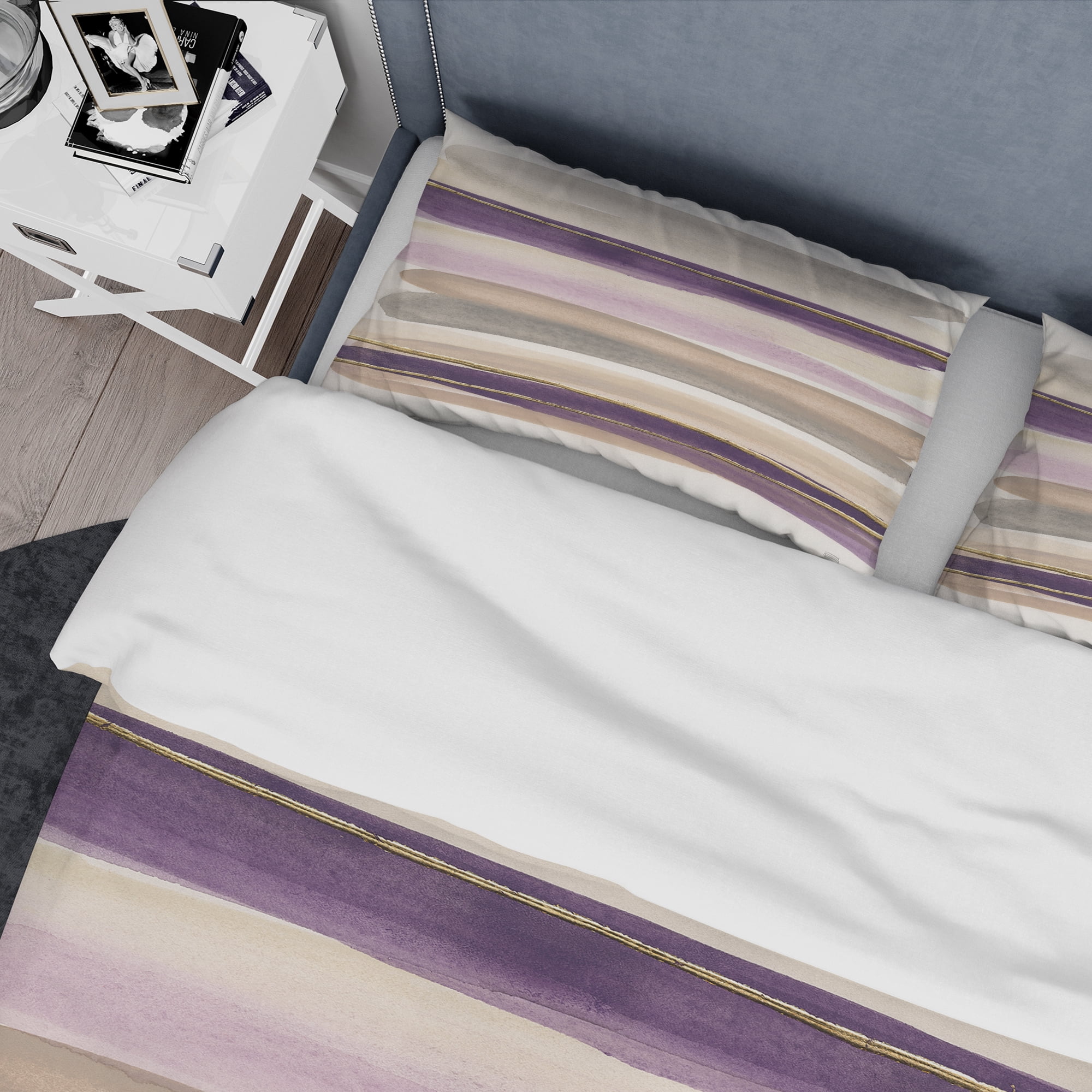 Designart 'Shape of Glam Purple' Geometric Duvet Cover Set