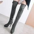 thumbnail image 4 of Fesfesfes Fuzzy Boots for Women Comfortable Suede Warm Side Zipper Over The Knee High Heel High US:9(42), 4 of 9