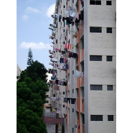 LAMINATED POSTER Laundry Building Facade Drying Singapore Sky Poster Print 24 x
