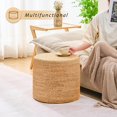 thumbnail image 2 of Casa Pura Furniture Handwoven Natural Pouf Ottoman Water Hyacinth Footstool Round Outdoor Ottomans for Living Room Entryway, Natural, 2 of 6