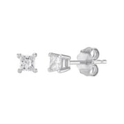 Women's Welry 1/4 cttw Princess-Cut Diamond Solitaire Stud Earrings in Sterling Silver