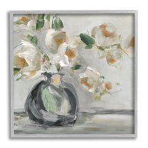 Stupell Industries Abstract Flower Blossom Vase Botanical & Floral Painting Gray Framed Art Print Wall Art