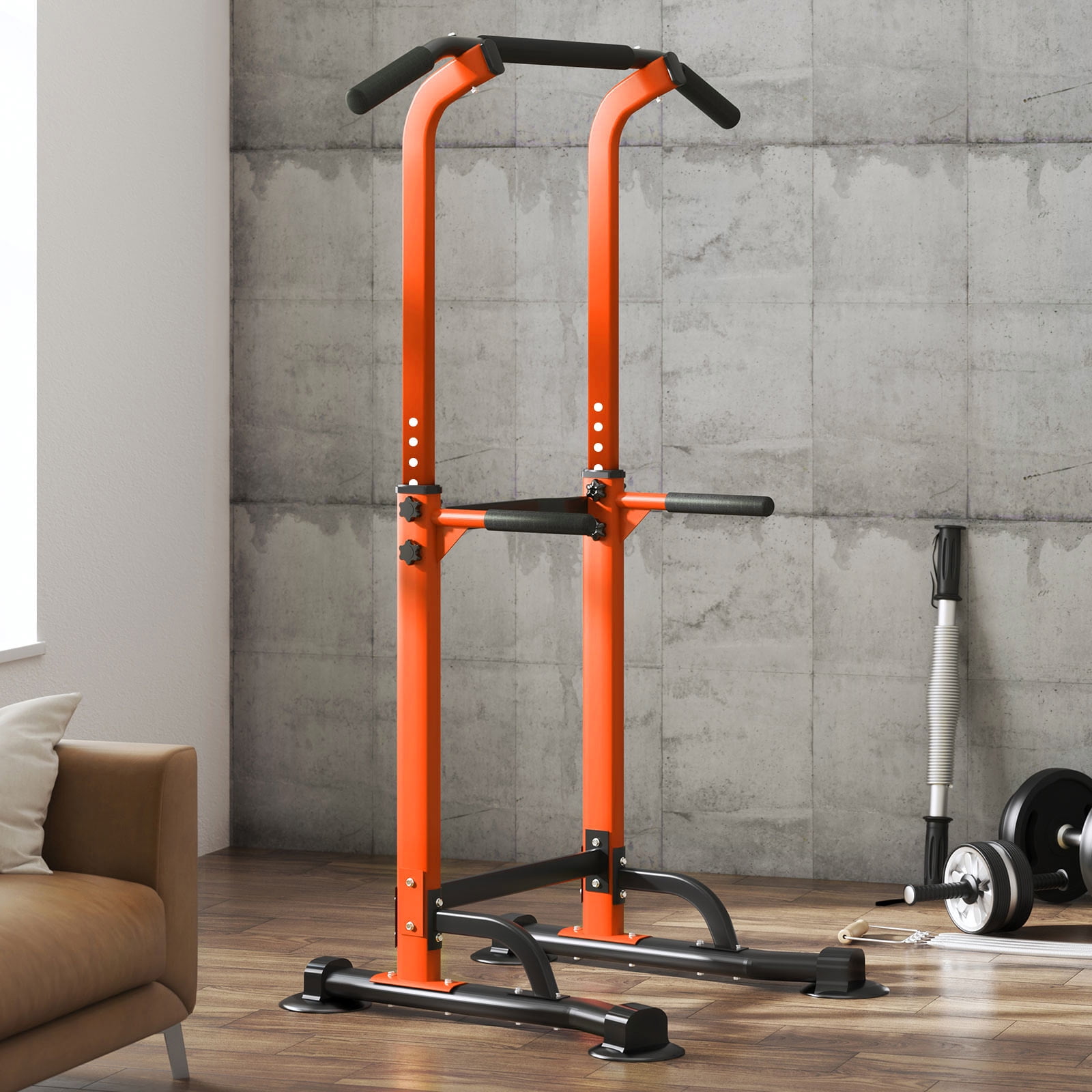 SogesPower Adjustable 83"H Pull up Bar Power Tower Multifunctional Fitness Station for Home
