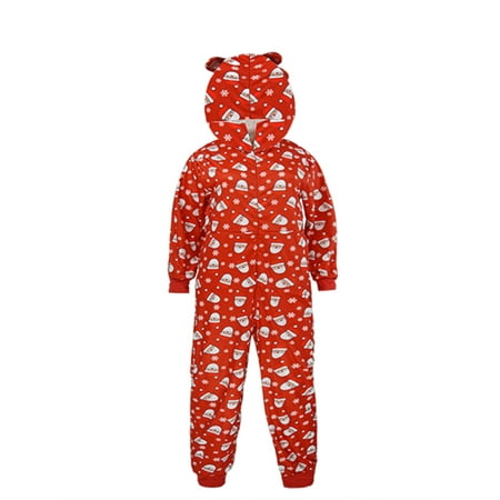 

Fanvereka Matching Family Christmas Parent-child Pajama set Santa Clause Long Sleeve Hooded Bodysuit Romper Nightwear for Kids Adults