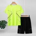 thumbnail image 5 of Gyexs Boys Sport Tracksuit Set for Ages 12-16 Breathable Quick Drying Athletic Shirt & Shorts with Stripes for Running, Basketball Green, 13-14 Years, 5 of 5