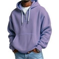 thumbnail image 2 of Mens Hoodies Pullover Quarter Zip Casual Long Sleeve Drawstring Waffle Hooded Sweatshirt with Pocket Purple M, 2 of 4