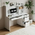 thumbnail image 2 of DreamCurship Computer Desk with Hutch,  White Desk with 4 Drawers and Storage Shelves, Home Office Desk with Bookshelf,  White, 2 of 8