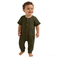 thumbnail image 2 of Avtoify Children's Spring/Autumn Style Knit Lightweight Baby Short Sleeve Pocket Lapel Romper Crawling Solid Color for Newborns, 2 of 8