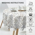 thumbnail image 3 of Summer Grey Leaves Floral Round Tablecloth 70 Inch Spring Leaf Tablecloth Watercolor Rustic Table Clothes Farmhouse Waterproof Reusable Circle Table Cover for Dining Room Picnic Party Home Decor, 3 of 6
