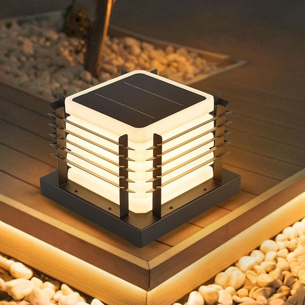 12 in Solar Outdoor Column Lights Deck Column Cap Lights IP65 Waterproof Pillar Lights Outdoor Fence Square Landscape Pathway Lighting Solar Powered Post Caps Lamps for Surface Patio Garden