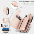 thumbnail image 6 of Wallet Case for Apple iPhone 15 Plus, with Crossbody Shoulder Strap & Hand Wrist Cards Holder Zipper Pocket Stand Feature Full Protective Shockpoof Phone Case for iPhone 15 Plus, Rosegold, 6 of 7