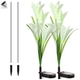 thumbnail image 3 of PULLIMORE 2 Packs Solar Lily Flowers Lights Waterproof LED Garden Night Lamp for Patio Lawn Yard Decoration (White), 3 of 8