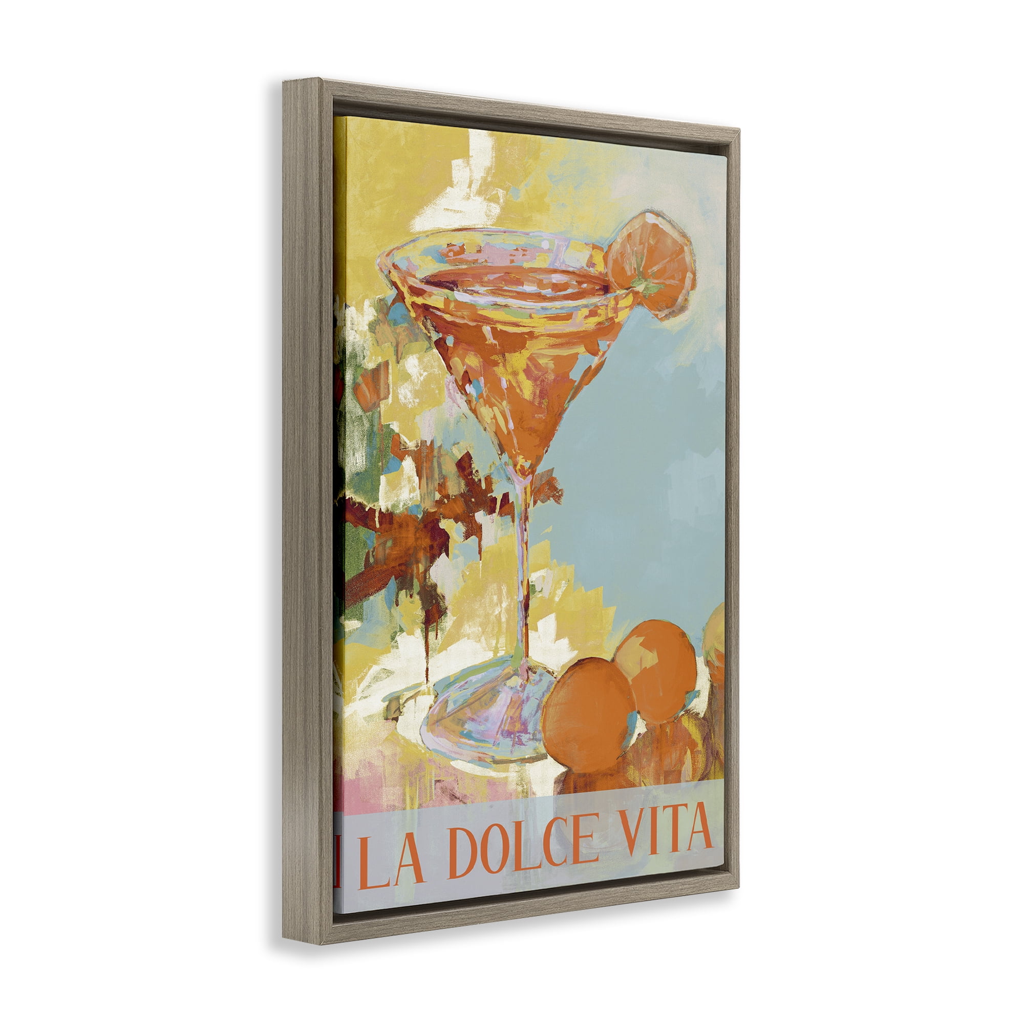 Stupell Industries La Dolce Vita Citrus Cocktail Brown Framed Floater Canvas Wall Art, design by Jane Slivka