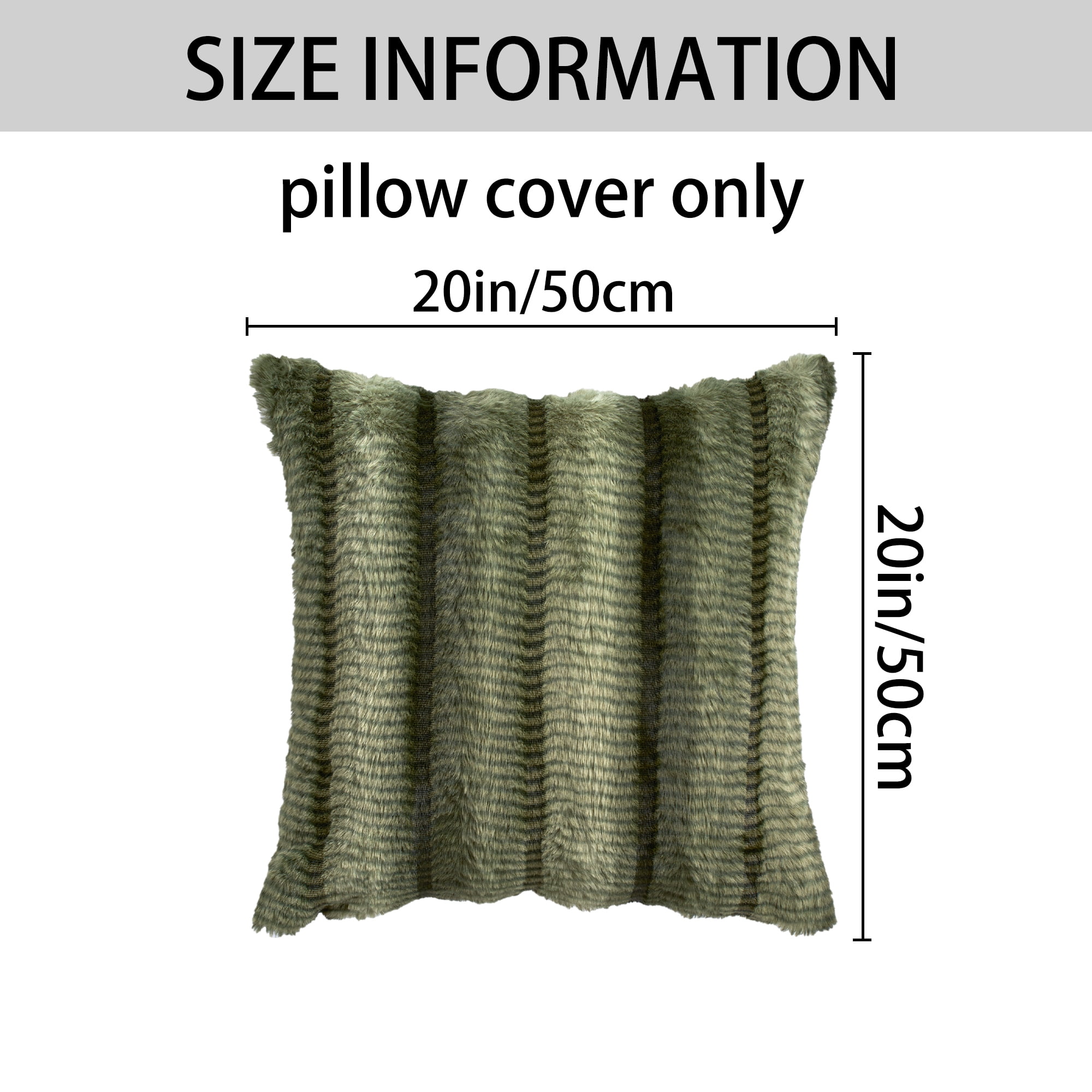 Unique Bargains Pack of 2 Plush Striped Pillow Covers 20" x 20" Green