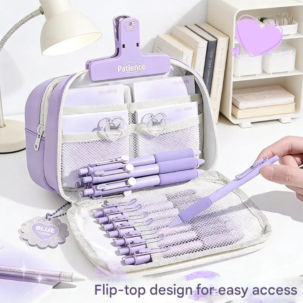 Large Capacity Pencil Case Canvas Multiple Compartments 5 Colors