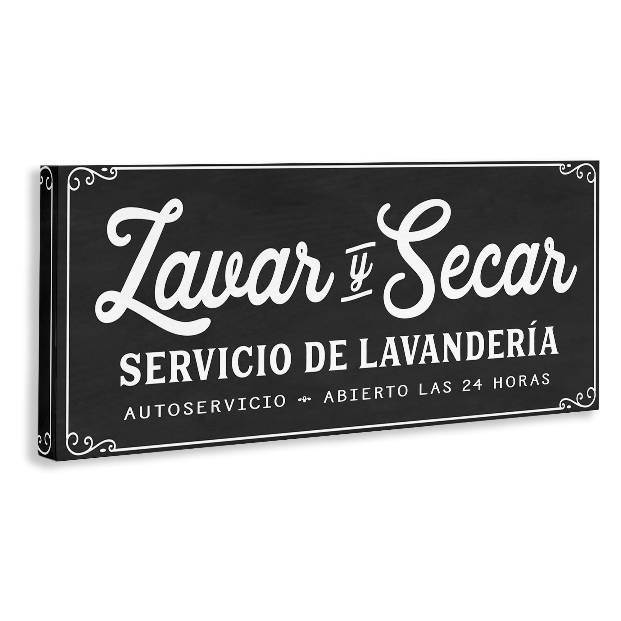 Stupell Industries Lavar y Secar Lavandería Bath & Laundry Painting Wrapped Canvas Art Print Wall Art, 30 x 13