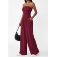 thumbnail image 3 of PRETTYGARDEN Womens Trendy Strapless Rompers Ruched Tube Top Wide Leg One Piece Jumpsuits Beach Vacation Summer Outfits, 3 of 7