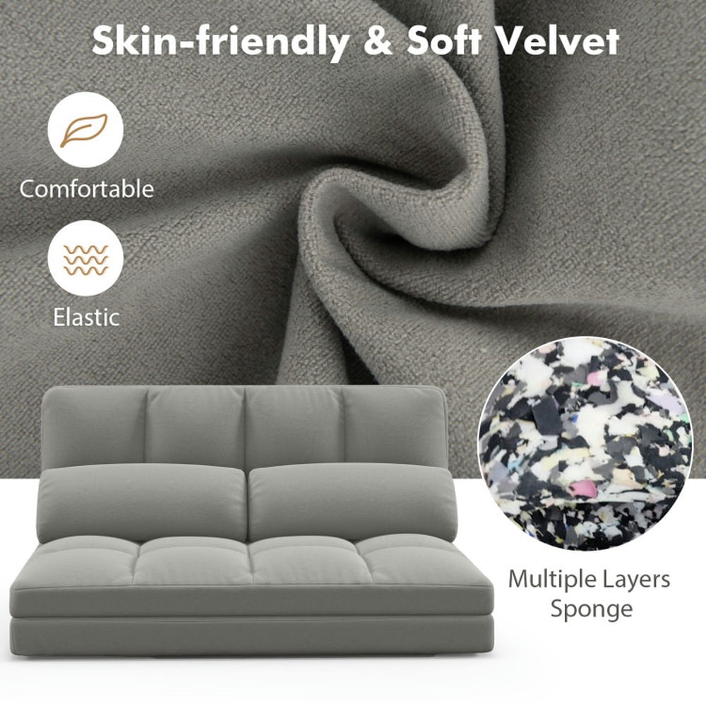 Finihen Floor Sofa, Adjustable Folding Floor Sofa Bed, Floor Sofa Bed with 6 Positions Adjustable Backrest Skin-friendly Velvet Cover, for Living Room, Bedroom, Light Gray Finihen Floor Sofa, Adjustable Folding Floor Sofa Bed, Floor Sofa Bed with 6 Positions Adjustable Backrest Skin-friendly Velvet Cover, for Living Room, Bedroom, Light Gray