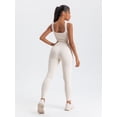 thumbnail image 3 of Women's Seamless Ribbed Jumpsuit - Yoga One Piece Bodycon Romper with Square Neck and Leggings, 3 of 9