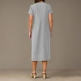 thumbnail image 5 of SMihono Women's 2025 Summer Casual Midi Dress Short Sleeve Crewneck T Shirt Beach Front Slit Vacation Fall Long Dresses Gray L, 5 of 7