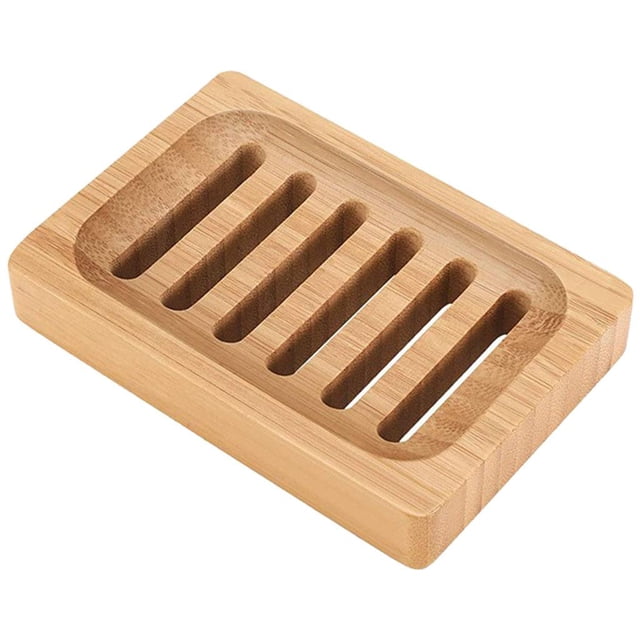 yuksok Bamboo Soap Dish Container Accessories Rectangular Handmade Self Draining Holder