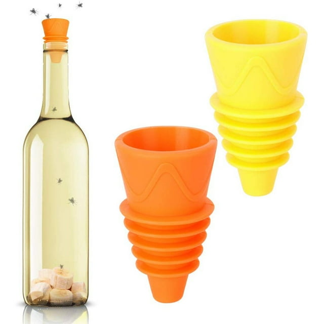 Trampas de silicona para moscas de la fruta, 2 piezas de silicona reutilizables para interior y exterior, trampas para moscas de la cocina, trampas para moscas de mayor durabilidad