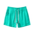 thumbnail image 3 of HCNTES Mens Casual Shorts Flex Drawstring Elastic Waist Summer Beach Shorts with Pockets(Mint Green,M), 3 of 7