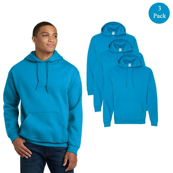 Gildan Heavy Blend Hooded Sweatshirt, Men's Solid Color Pullover Pocket Hoodie, Sapphire 3-Pack, S