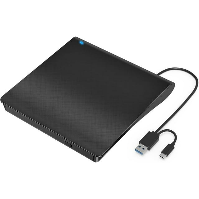 Lecteur CD DVD Externe, USB 3.0 Type C 2 en 1 Ultra-Fin et Portable Lecteur CD-RW pour PC Portable DVD-ROM