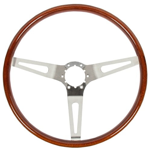 GM 6-Bolt 15" Walnut Woodgrain Classic 2.5" Dish Steering Wheel w/ 3 Slot Spokes