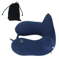 thumbnail image 1 of Almohada cervical 2 en 1, portátil, azul oscuro, inflable, en forma de U, transpirable, para avión, para casa, viajes y oficina., 1 of 14