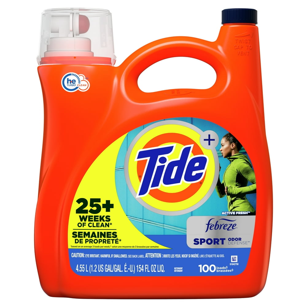 Tide Plus Febreze Sport Odor Defense Liquid Laundry Detergent, 154 Fl