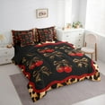 thumbnail image 4 of Manfei Chic Fashion Ribbon Twin Bedding Sets 7-Piece for Women, Bowknot Cherry Bedding Comforter Set, Cheetah Leopard Print Reversible Sheet Sets, Lightweight Room Decor, 4 of 8