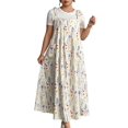 thumbnail image 2 of Vestido de Verano para Mujer, Talla Grande, Informal, Sin Mangas, con Tirantes Finos, para Playa Flores de Albaricoque XL, 2 of 7
