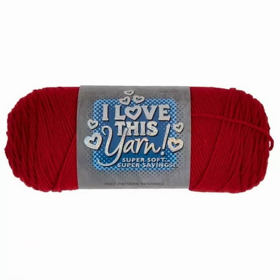 I Love This Yarn, Medium Weight 100% Acrylic, 355 Yards, Red