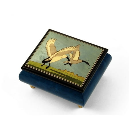 Handcrafted Birds Theme Italian Music Box with Wild Geese in Flight - 12 Days of